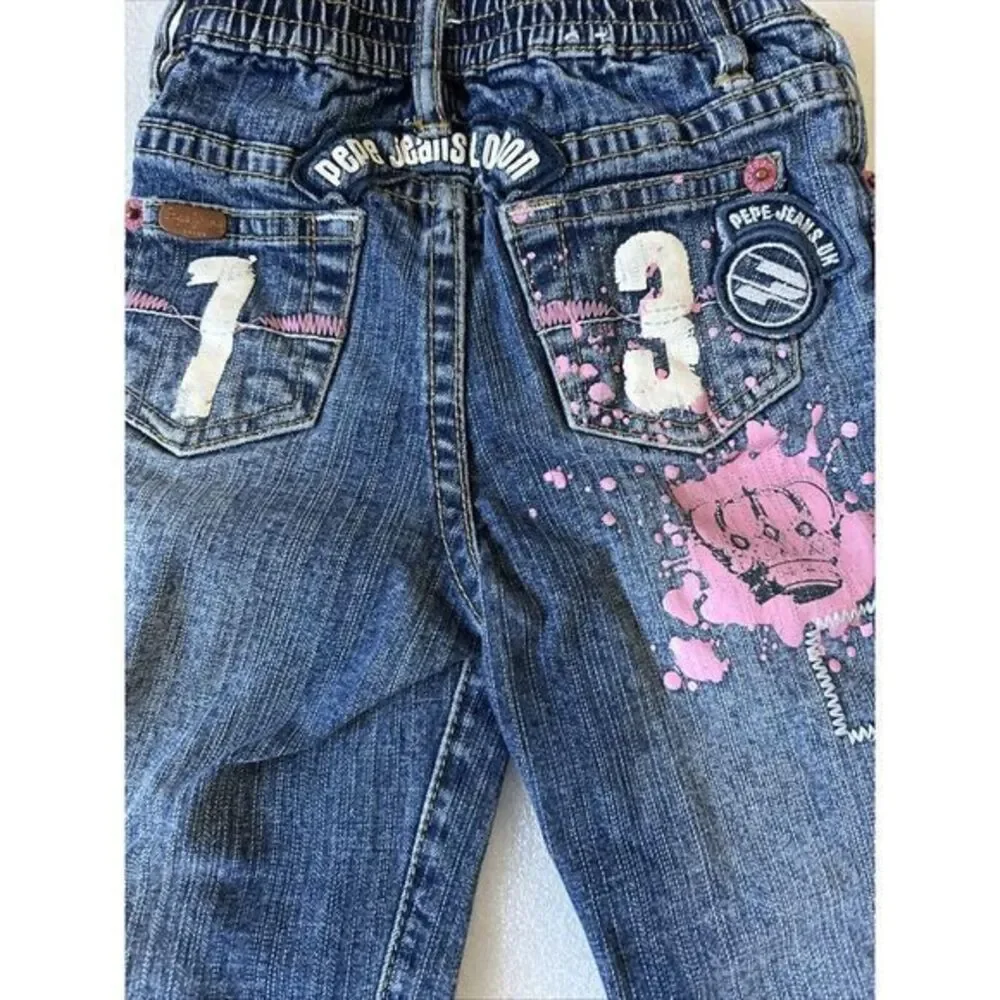 Pepe Jeans London Girls Jeans‎ Size 2T Y2K Vintage Punk Old School